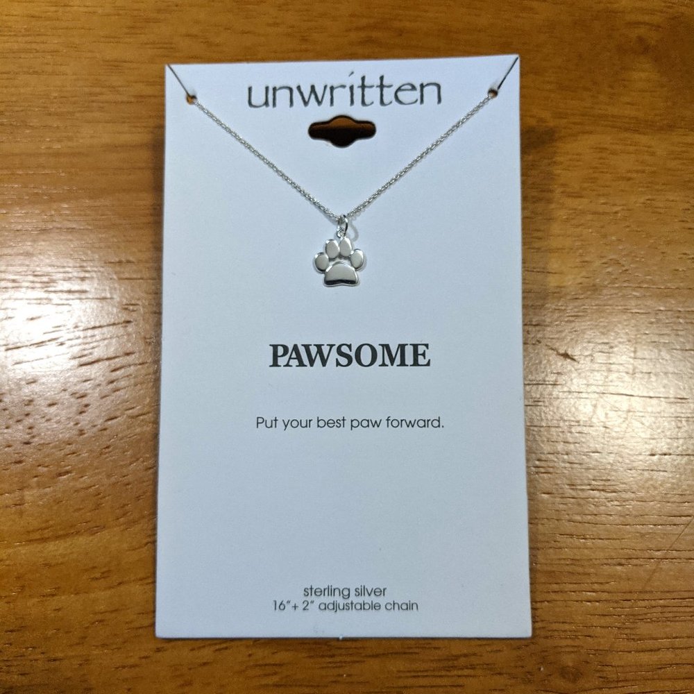 Unwritten Pawsome Necklace Sterling Silver NWT